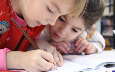 Children looking too closely at school work
